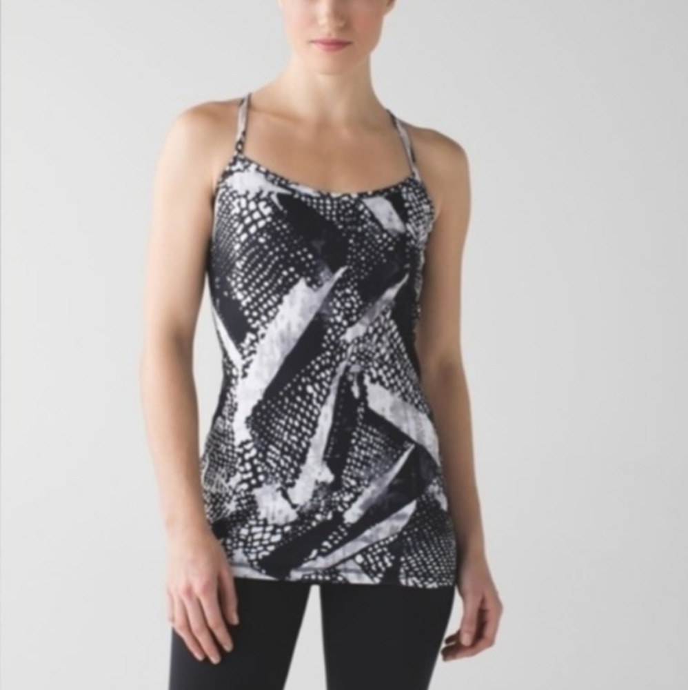 LULULEMON POWER Y TANK STATIC BLACK WHITE …‎
